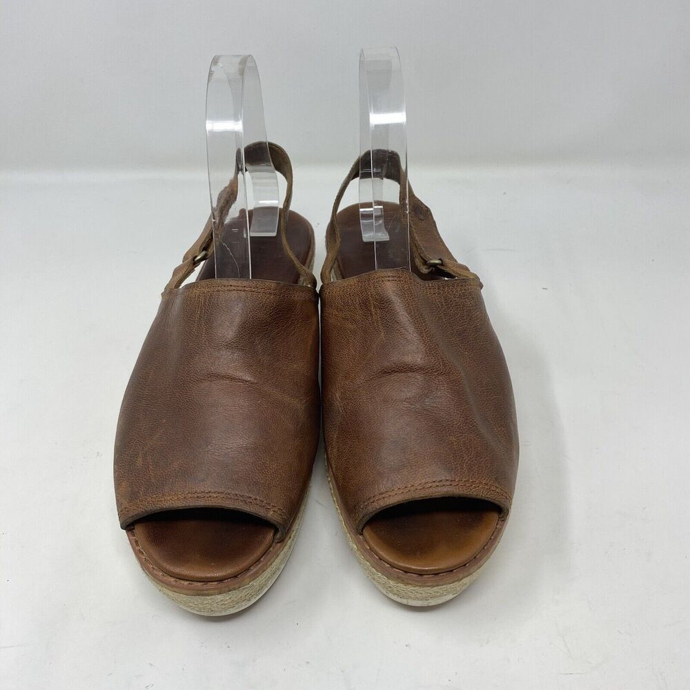 Timberland Womens Emerson Point Peep Toe Platform Sandal Size 8 Brown Leather - Picture 5 of 14